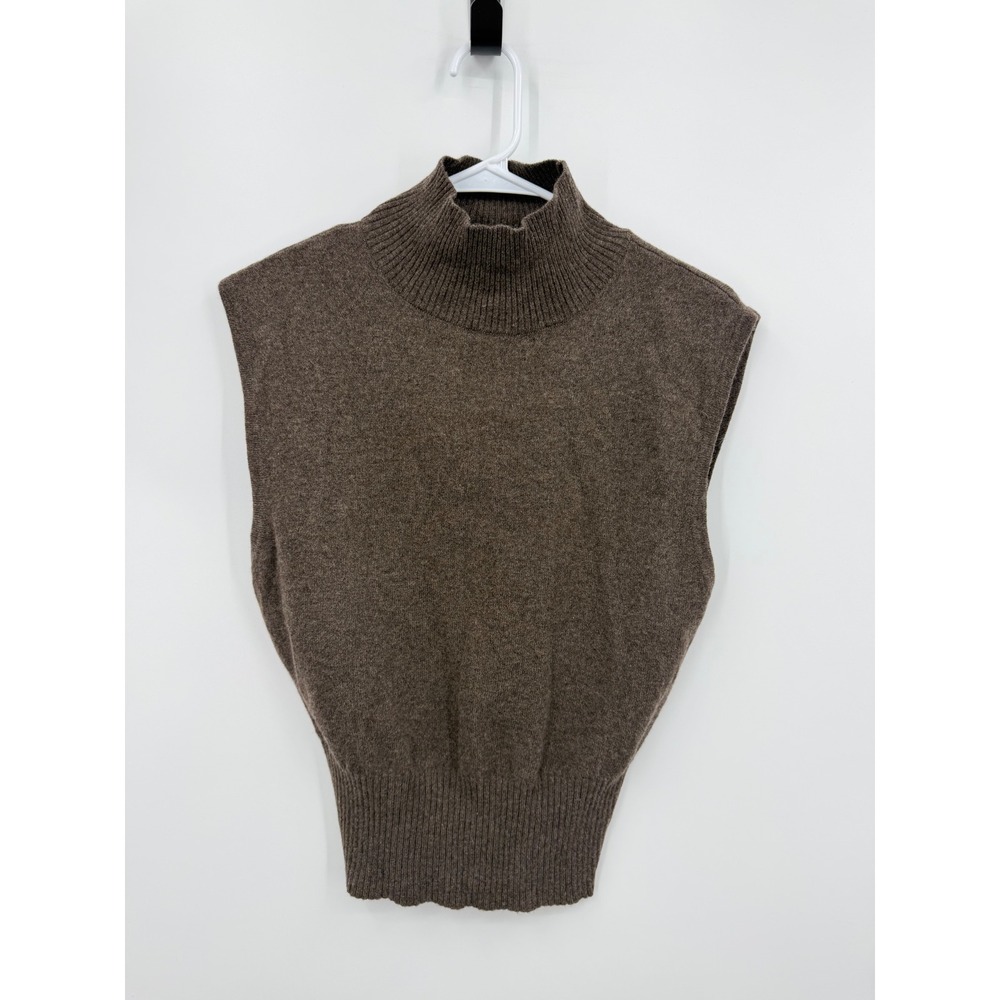 Reformation Arco Cashmere Mock Neck Sweater Vest Womens S Brown Sleeveless Knit